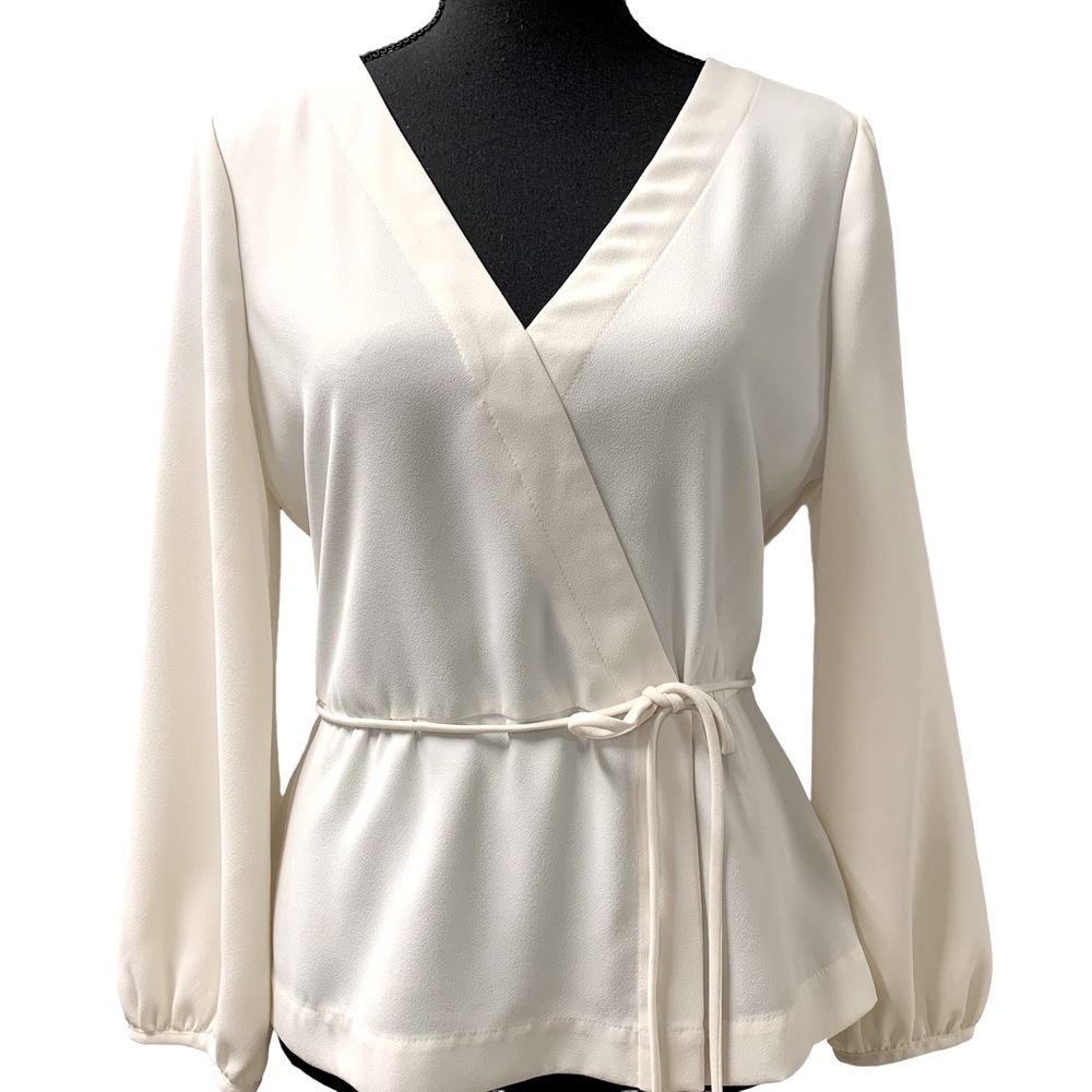 J. Crew Cream Wrap-Front Blouse